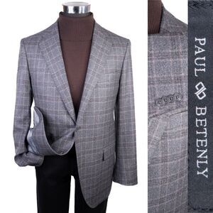 Paul Betenly Men's Sport Coat Jacket Blazer Sz 42R Windowpane Wool 2-Button